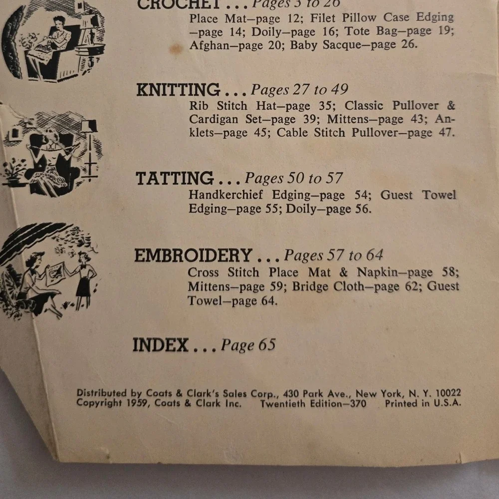 VTG 1959 Coats & Clark's Learn How Book No. 170-B Crochet Knitting Tatting Craft